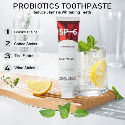 SP-6 Probiotic Whitening Toothpaste & SP-6 Ultra Whitening Toothpaste – Fluoride-Free, Fresh Mint Flavor, 3pc Pack