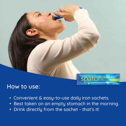 Spatone Natural Liquid Iron + Vitamin C (Apple) - 28-Day - 5mg per 20mL Sachet | Vegan