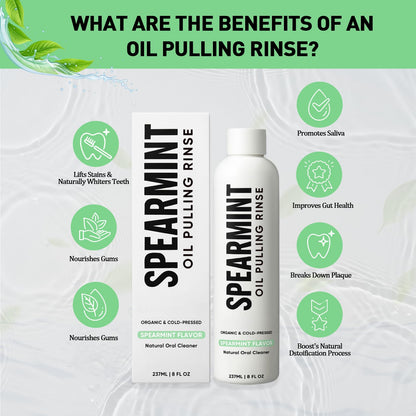 Spearmint Oil Pulling Rinse – with Organic Cold-Pressed Coconut Oil ＆ Mentha Haplocalyx Oil, Natural Mouthwash for Fresh Breath, Healthy Gums & Teeth Whitening, 8 fl oz (2)