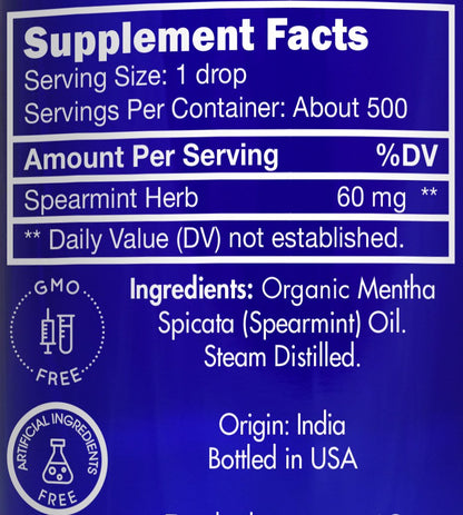 Organic, Spearmint Oil, Food, Grade, for Facial Hair, PCOS, Hair Removal – 100% Pure, Therapeutic, Spearmint Essential Oil, by Zongle Therapeutics, 1 OZ