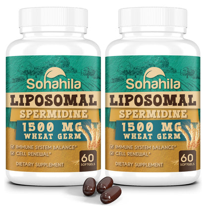 Spermidine Supplement 15 MG - 99% Purity, High Absorption, 1500 MG Fermented Wheat Germ Extract with Zinc & Thiamin, Spermidine for Men & Women - Cellular Renewal, Aging Defense, Energy, 120 Softgels