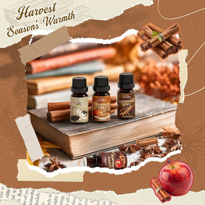 Spice Essential Oils Diffuser Set – SNOWSEN Aromatherapy Gift (Apple Cinnamon, Pumpkin Pie, Gingerbread, Coffee, Vanilla, Harvest Spice)