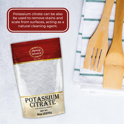 Spicy World Potassium Citrate Powder 8 oz - Pure, Vegan, Food Grade