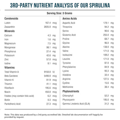 Organic Spirulina Powder – Parry Organic Spirulina | 8 oz, 75 Servings – Vegan, Non-Irradiated