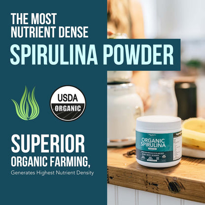 Organic Spirulina Powder – Parry Organic Spirulina | 8 oz, 75 Servings – Vegan, Non-Irradiated