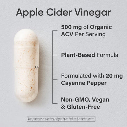 Sports Research Apple Cider Vinegar with Cayenne Pepper - Organic Fermented Apple Cider, Non-GMO Project Verified & Vegan (120 Veggie Capsules)
