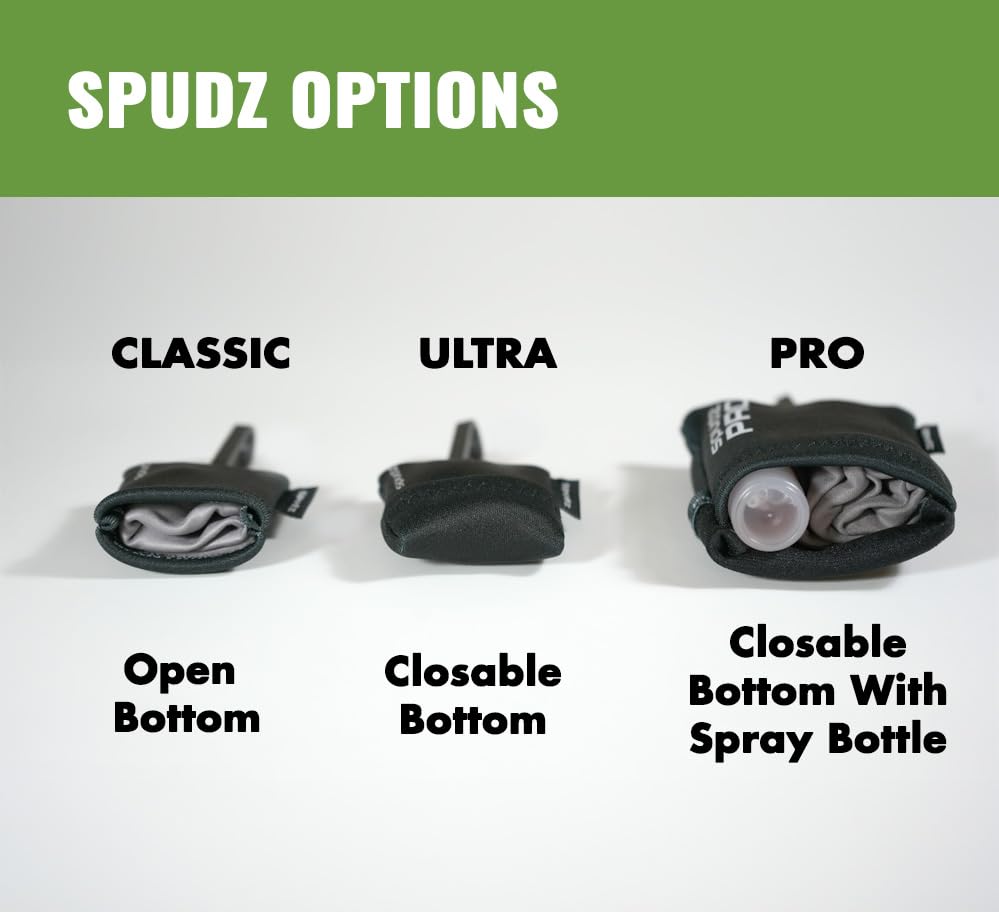 SPUDZ Ultra Microfiber Lens Cleaner – Closable Pouch, Clip-On, 10 x 10 Inch | Stealth Shadow
