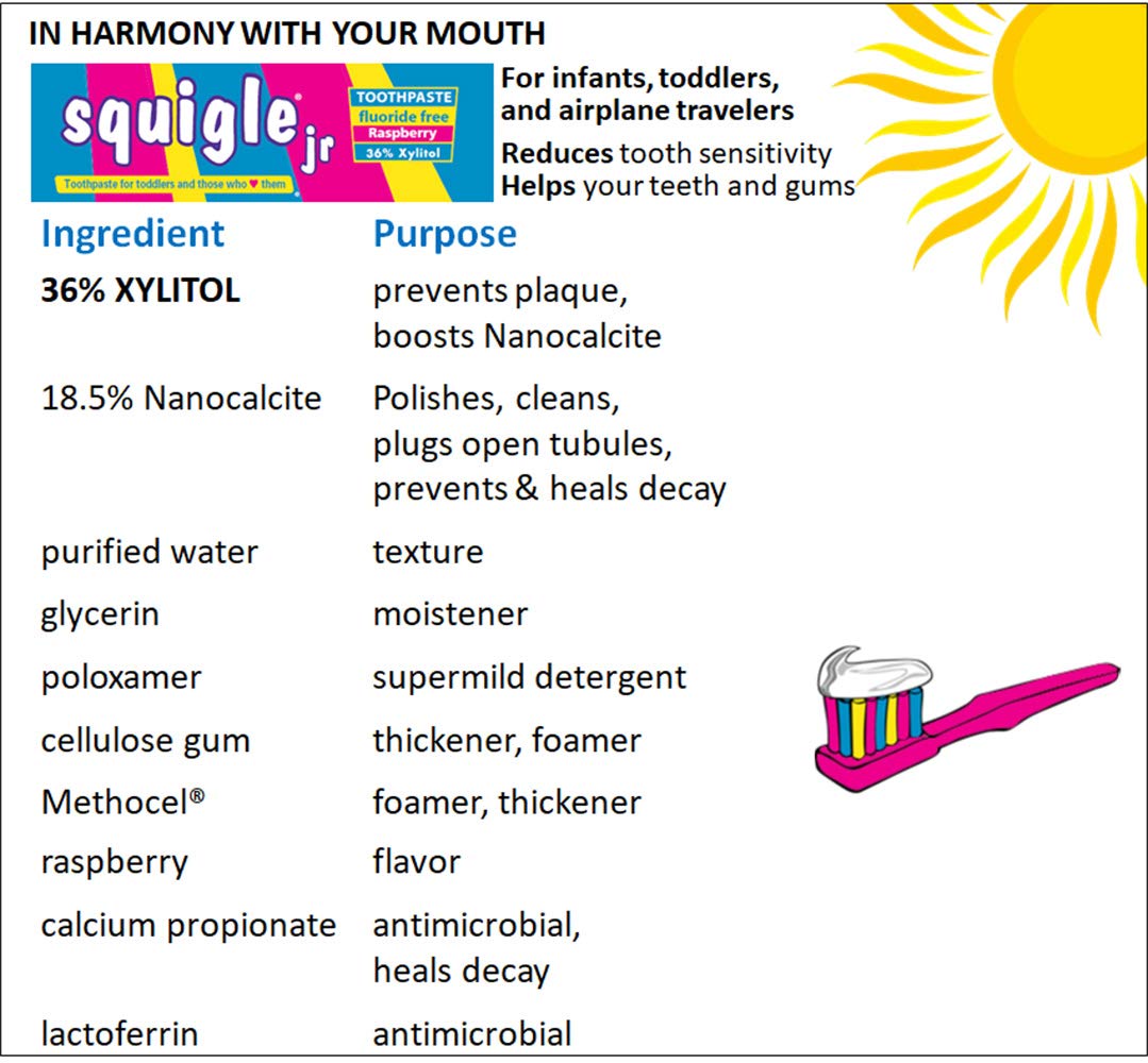 Squigle Jr Toothpaste (Infants & Toddlers) - Travel Size 3.4 oz | No SLS, Fluoride Free, Cavity & Sensitivity Protection