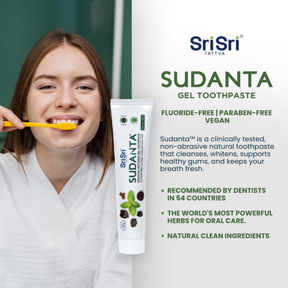 Sri Sri Tattva Sudanta Charcoal Toothpaste Gel – SLS & Fluoride Free Herbal Toothpaste (100g Tube, Pack of 3)