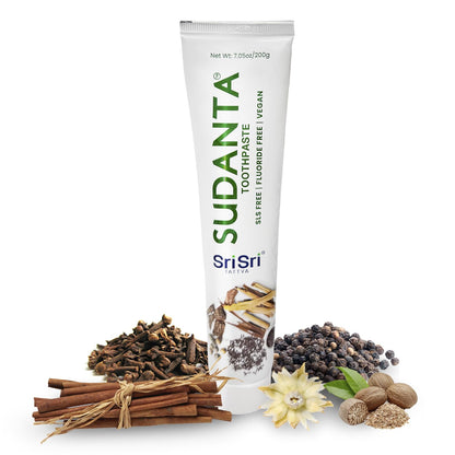 Sri Sri Tattva Sudanta Herbal Toothpaste – SLS Free & Fluoride Free | 200 g Pack of 3
