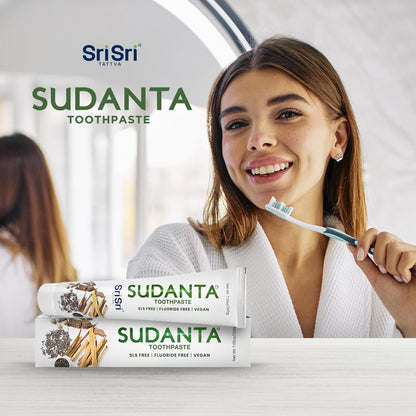 Sri Sri Tattva Sudanta Herbal Toothpaste – SLS Free & Fluoride Free Ayurvedic (200 g Pack of 4)
