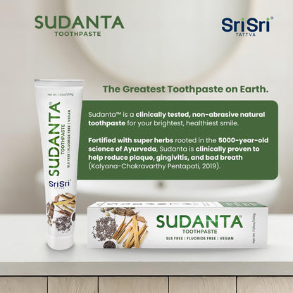 Sri Sri Tattva Sudanta Herbal Toothpaste – SLS Free & Fluoride Free Ayurvedic Toothpaste 200 g (3 Pack)