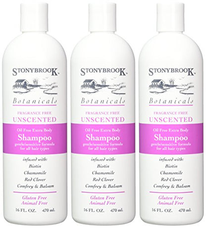 Stoney Brook Shampoo Unscented 16 oz – 3 Pack | Oil-Free, Botanical Blend
