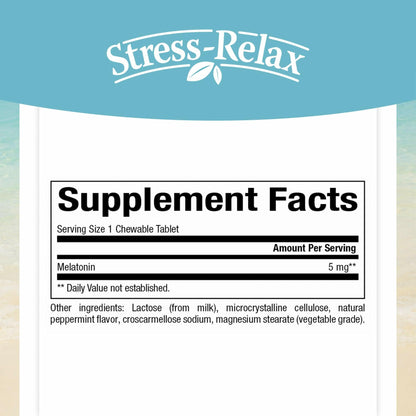 Stress-Relax Melatonin 5 mg by Natural Factors – Natural Sleep Aid, 180 Chewable Tablets (Peppermint Flavor)