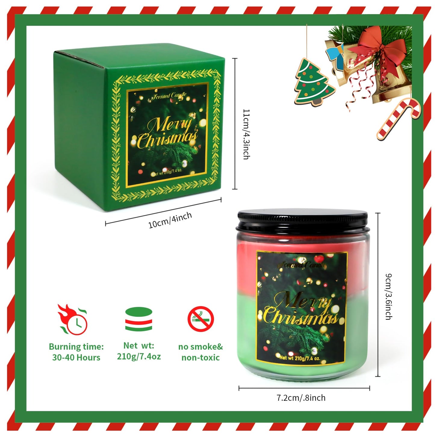 STRN Handmade Christmas Candle Gift - Cedar & Apple Cinnamon Soy Wax (200g)
