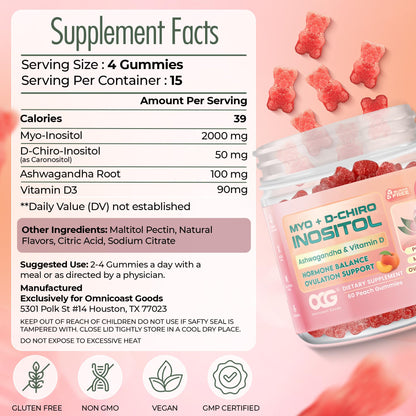 OCG Myo-Inositol & D-Chiro Inositol Gummies with Ashwagandha | PCOS Support