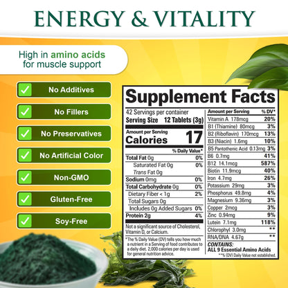Sunlit Best Organic Burst Chlorella Spirulina Tablets - 1000 Count