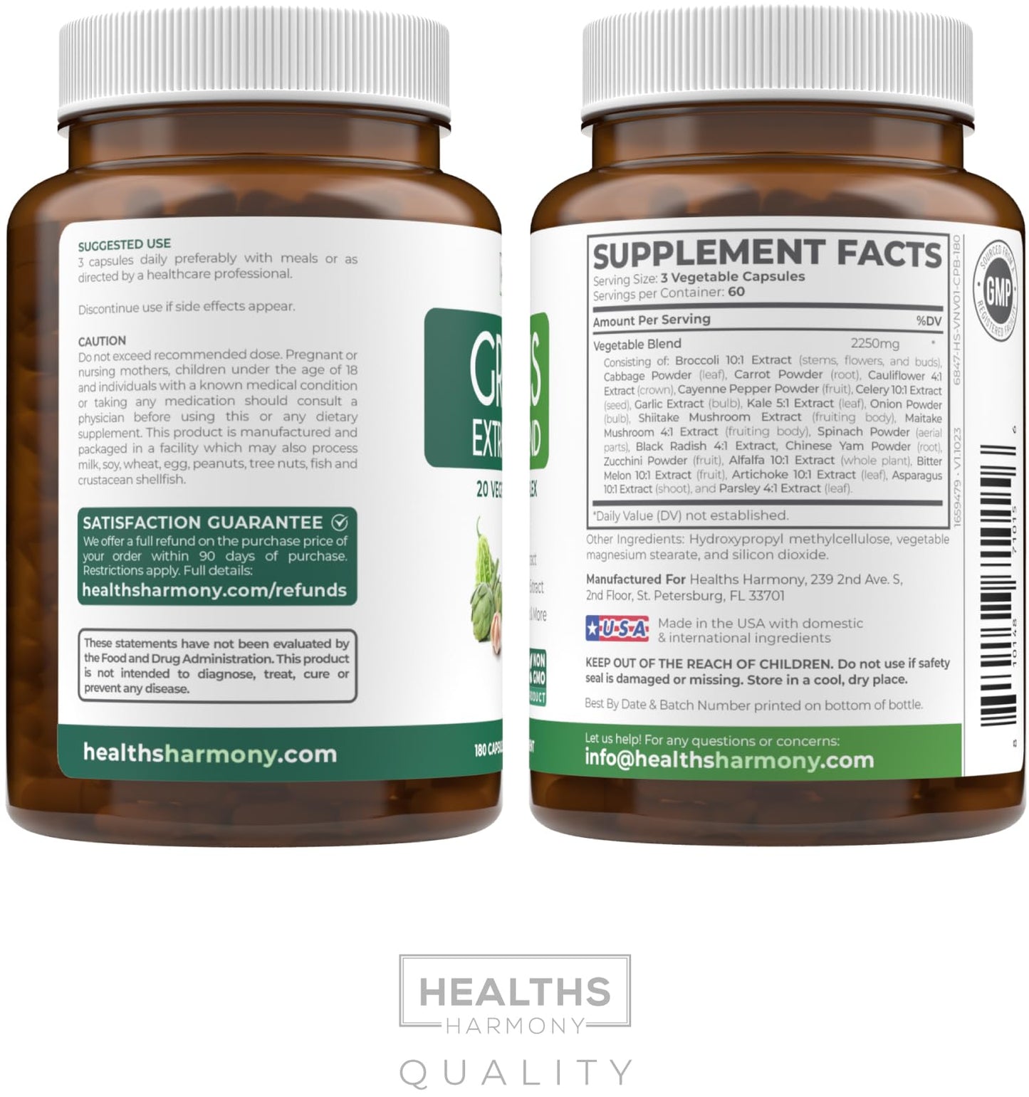 Super Greens Antioxidants 2250mg – 20 Ingredients | Vegan NON-GMO Capsules