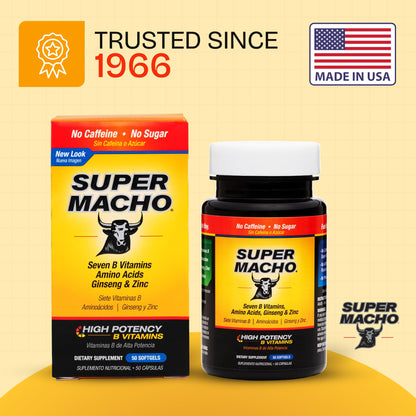 Super Macho: High-Potency B Vitamins & Amino Acids for Active Men