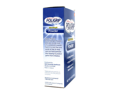 Super Poligrip Denture Adhesive Powder 1.6 oz Pack of 4 | Extra Strength Hold