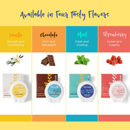 SuperMouth Fluoride Floss – Expanding Technology, 40% More Plaque Removal, Nano-Hydroxyapatite, D3 & K2, 4 Flavors