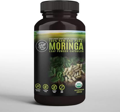 SUPREME HERBALS Moringa Leaf Capsules – 500mg, 120 Count | Organic Certified