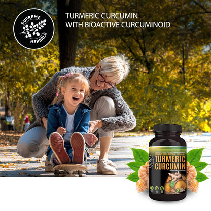 SUPREME HERBALS Turmeric Curcumin 500mg Capsules - Organic, Gluten-Free, Non-GMO (120 Vegan)