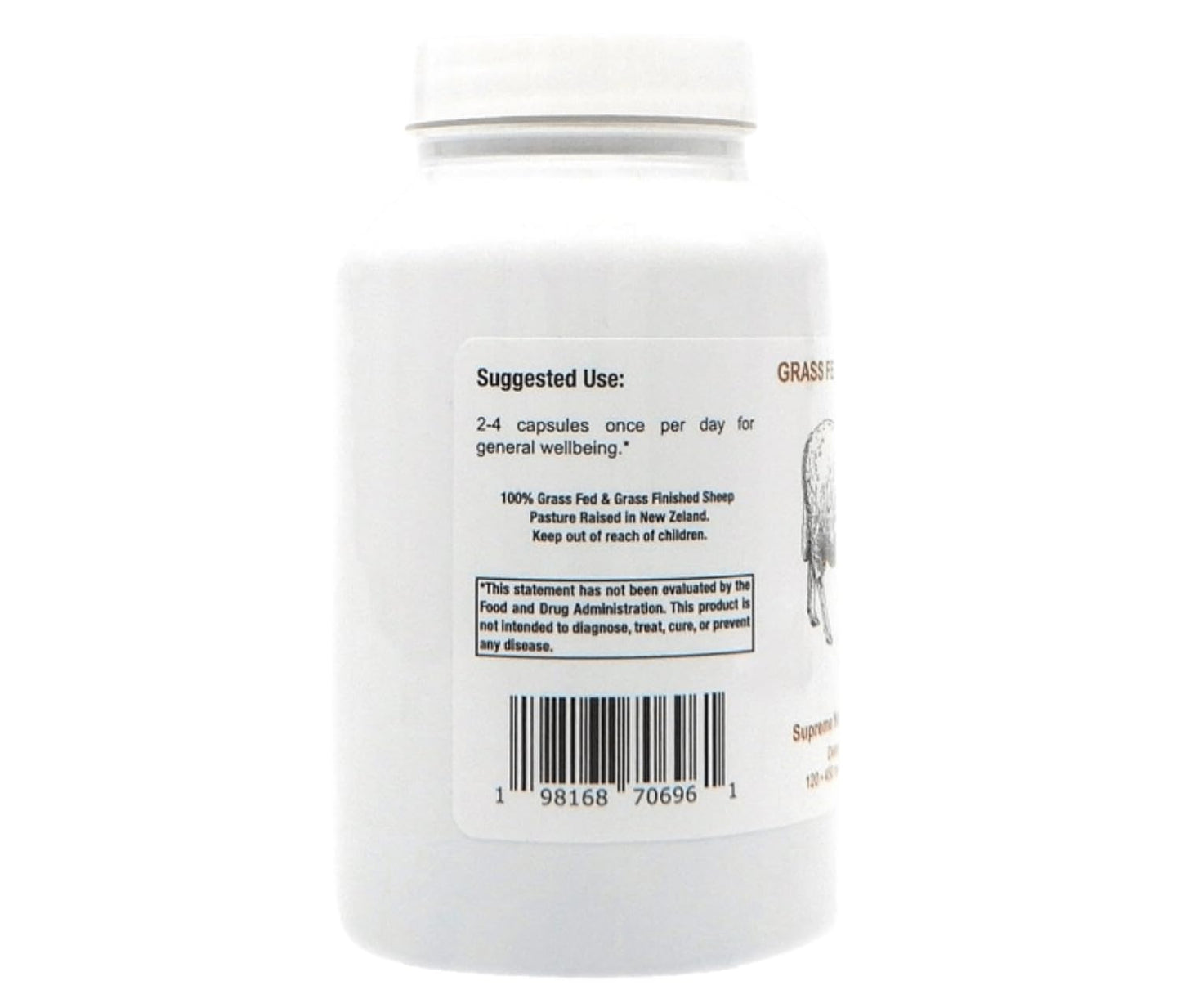 Supreme Nutrition Grass Fed Sheep Liver, 120 Pure Ovine Liver Capsules