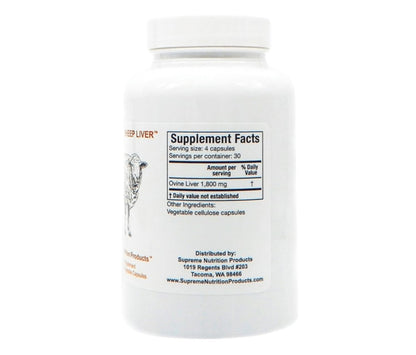 Supreme Nutrition Grass Fed Sheep Liver, 120 Pure Ovine Liver Capsules
