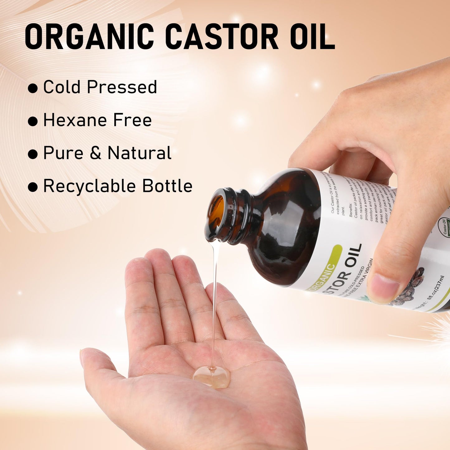 Suquuee Castor Oil Pack Set – 98 Patches + 8oz Organic Cold-Pressed Oil for Belly Button, Abdomen & Full Body