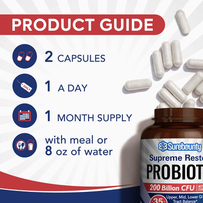 Surebounty Supreme Restore Probiotic – 200B CFU, 35 Strains