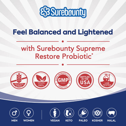 Surebounty Supreme Restore Probiotic – 200B CFU, 35 Strains