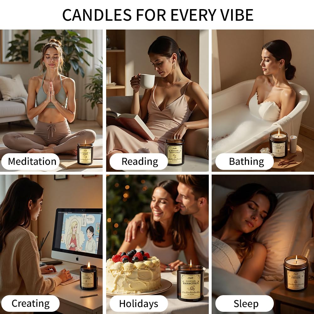 SVECKE 4 Pack 28oz Scented Candles – Coconut Vanilla, Cedar, Lemon, Lavender | Soy Wax Jar Gift Set