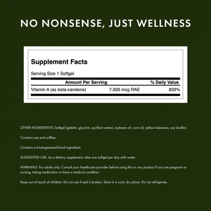 Swanson Beta-Carotene (Vitamin A) 25000 IU (7500 mcg) 100 Softgels