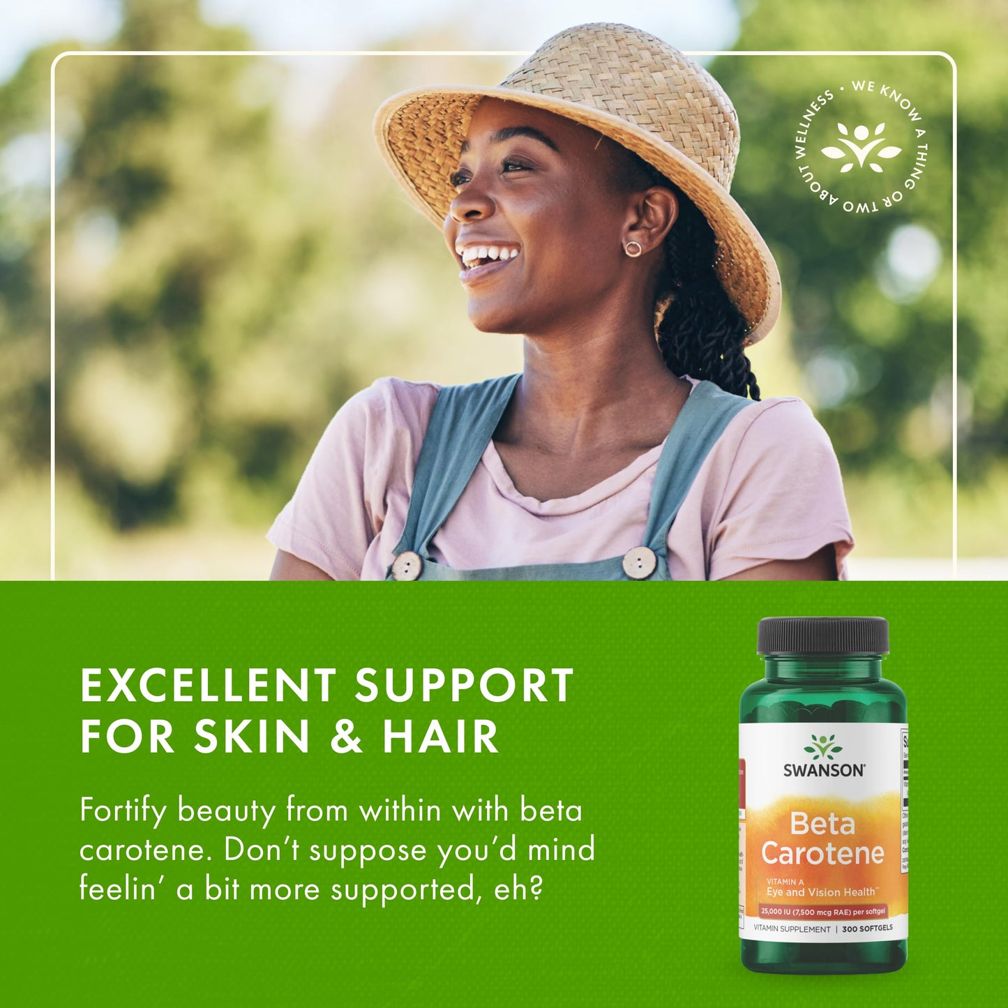 Swanson Beta-Carotene Vitamin A 25000 IU Softgels – Skin, Eye & Immune Support | 7500 mcg (300 Softgels)