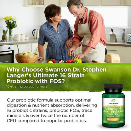 Swanson Dr. Stephen Langer's Formula - 16-Strain Probiotic, 3.2B CFU, 60 Veggie Capsules (2 Pack)