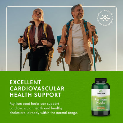 Swanson Psyllium Husk Dietary Fiber Supplement 610 mg – 300 Capsules