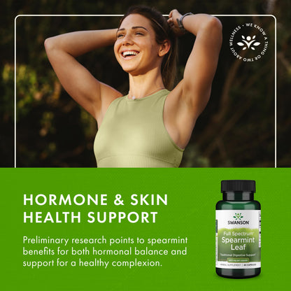 Swanson Spearmint Leaf Full Spectrum 60 Caps – Digestive Health Support