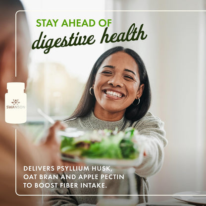 Swanson Tri-Fiber Complex - Digestive Health Fiber Supplement with Psyllium, Oat Bran & Apple Pectin (100 Capsules) - 4 Pack