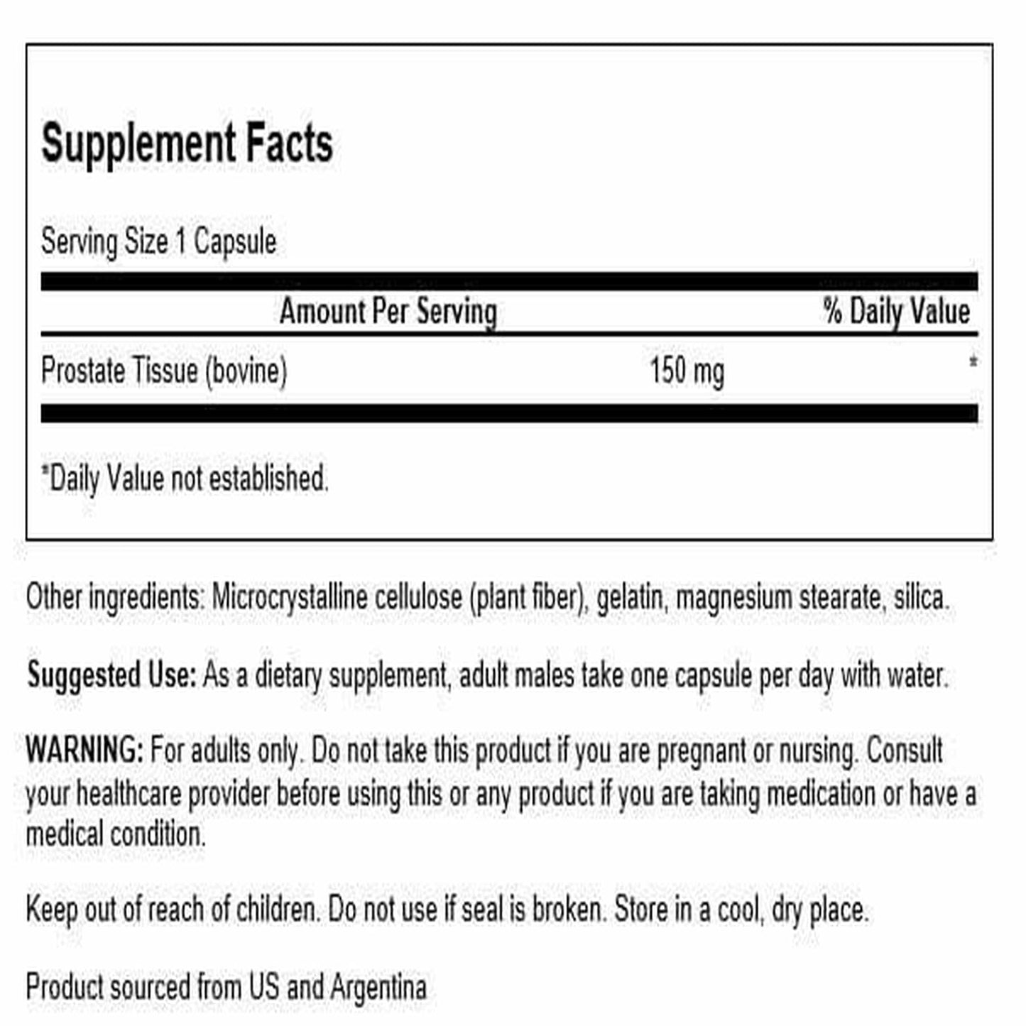 Swanson Raw Prostate Glandular 150 mg - 60 Capsules | Prostate Support