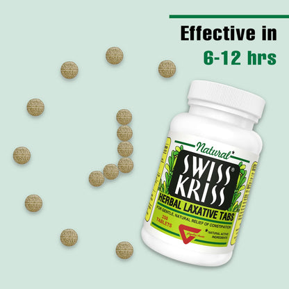 Swiss Kriss Herbal Laxative Tablets | Natural Constipation Support | Senna | Pack of 2