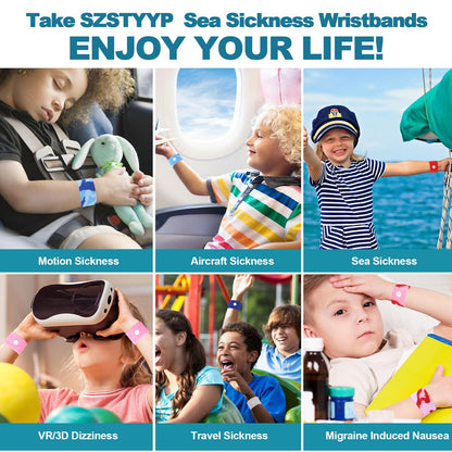 SZSTYYP Motion Sickness Bands for Kids – Travel Nausea Relief Wristbands