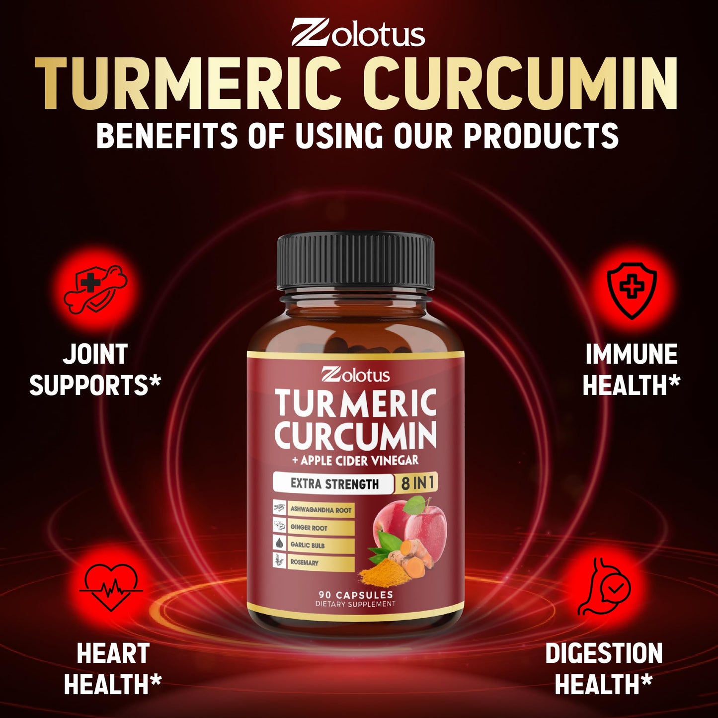 2 Packs Turmeric Curcumin 90 Capsules + Apple Cider Vinegar – 6 Months, 95% Curcuminoids