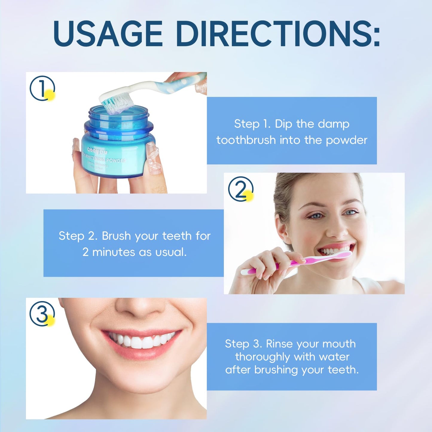 Teeth Whitening Powder 2PCS – Mint Tooth Powder, Stain Removal 100g/3.53oz