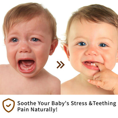 Teething Roller for Babies – All Natural Gum Relief with Chamomile & Rose Oil (4x10ml)