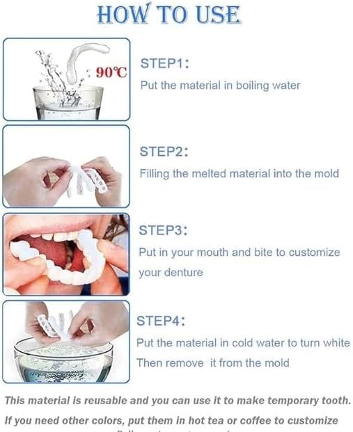 Temporary Adjustable Smile Support - 2 Pairs, Comfortable & Secure, Top & Bottom Included‌ (1)