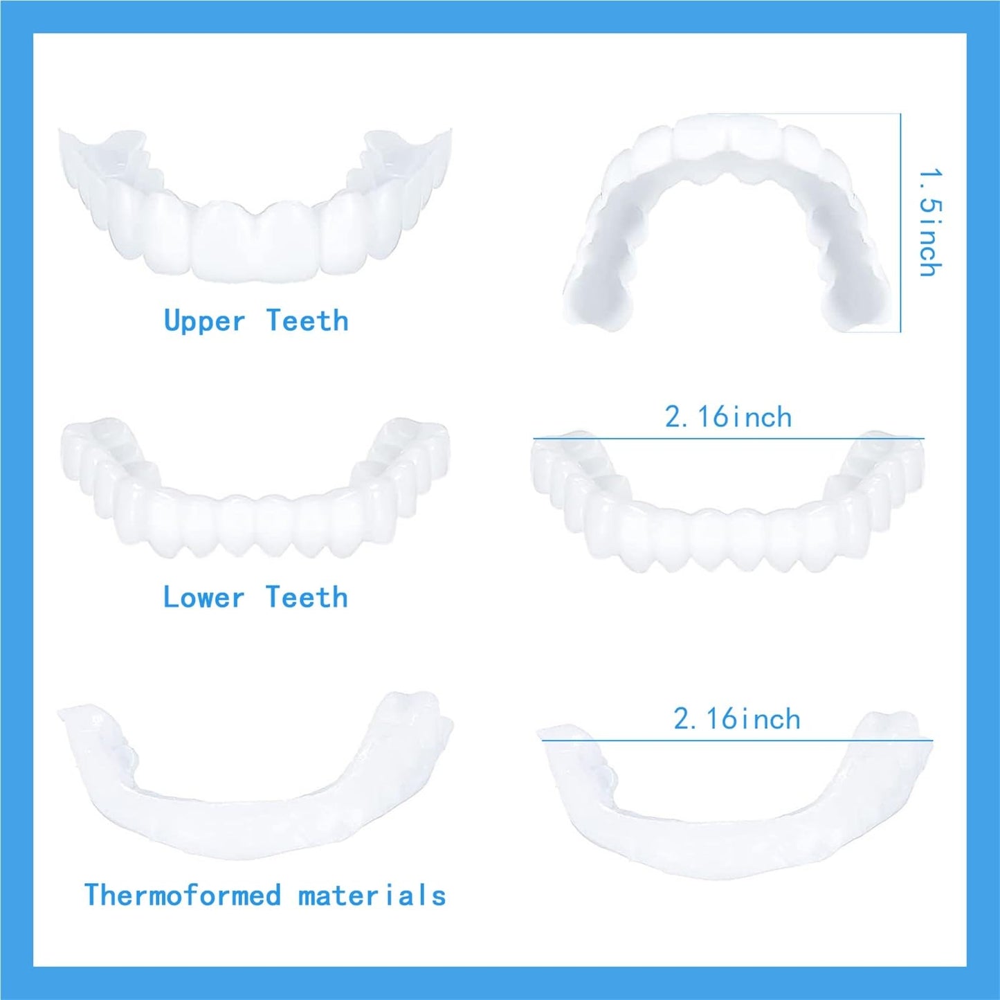 2 Pairs Temporary Cosmetic Smile - Natural, Comfortable White
