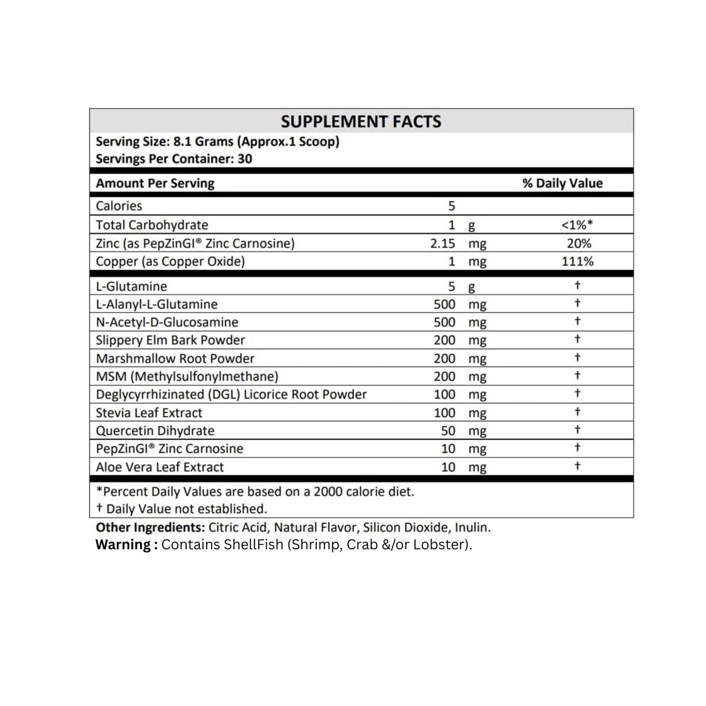 Terra Origin Healthy Gut Mint Flavor | 30-Servings with L-Glutamine, Zinc, Glucosamine & More