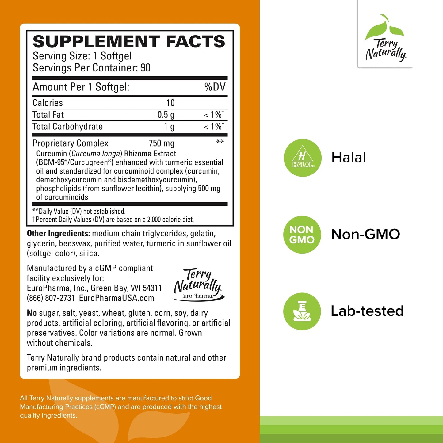 Terry Naturally CuraMed 750mg - High-Potency Curcumin for Brain & Heart Health | 90 Softgels