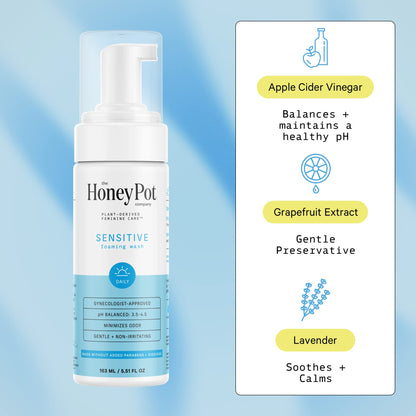 The Honey Pot Company Sensitive Feminine Wash – Herbal Infused, pH Balanced, Plant-Based Hygiene (Pack of 3, 5.51 fl oz each)